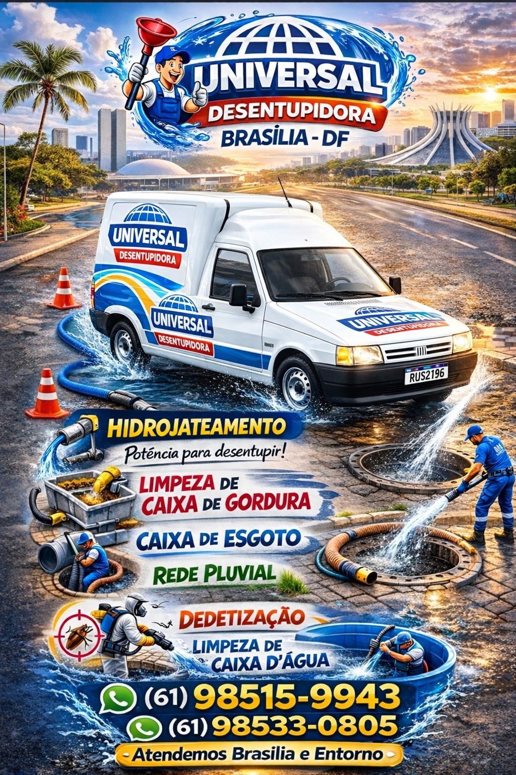 Desentupidora no Lago Sul DF atendimento 24 horas